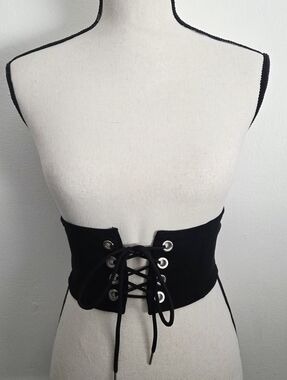 Wide Black Lace Up Corset Belt